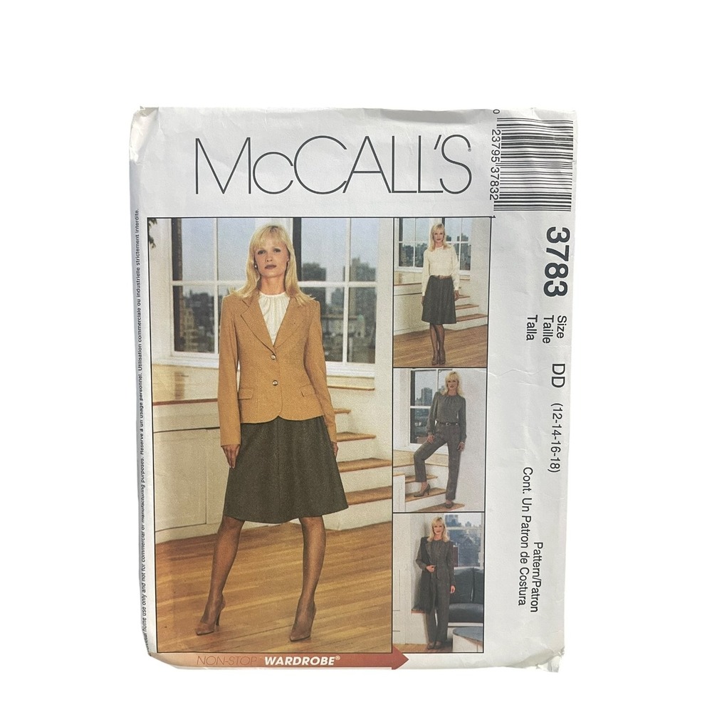 McCall's 3783 Misses' Jacket Top Skirt Pants Wardrobe DD 12-14-16-18 UNCUT